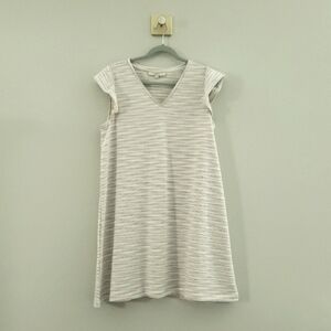 Loft Mini Sundress Large White Multicolor Stripes Shift Flutter Cap Sleeve Beach